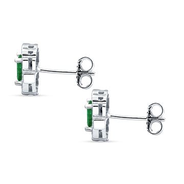 Multistone Stud Earrings Green Emerald CZ 925 Sterling Silver Wholesale